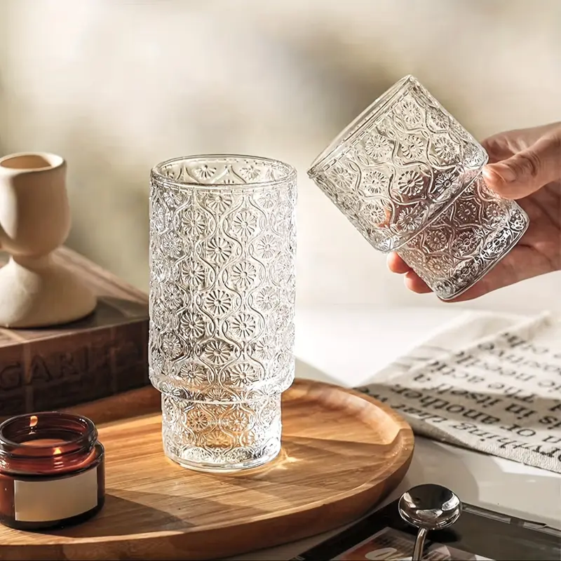 레트로 엠보싱 로아 유리컵 커피컵 캐주얼파티