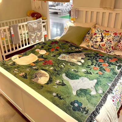 동물 정원 여름 스웨터 담요 쇼파 커버